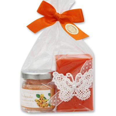 Bath set 2 pieces in a cellophane bag, Sea buckthorn 