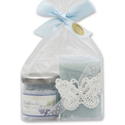 Bath set 2 pieces in a cellophane bag, Forget-me-not 