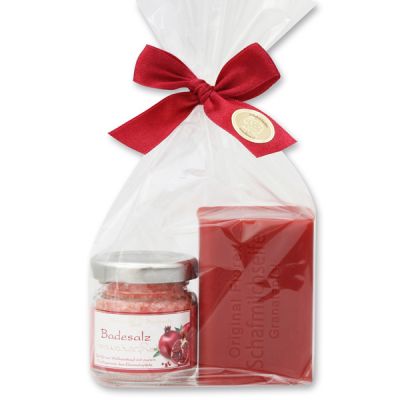 Bath set 2 pieces in a cellophane bag, Pomegranate 