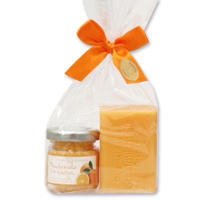 Bath set 2 pieces in a cellophane bag, Orange 