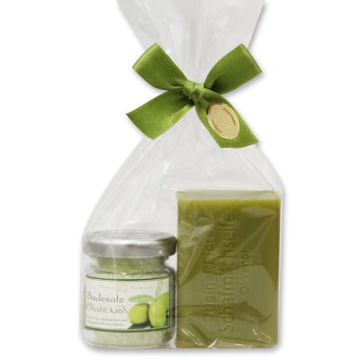 Bath set 2 pieces in a cellophane bag, Olive oil 