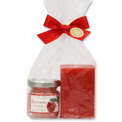 Bath set 2 pieces in a cellophane bag, Rose 