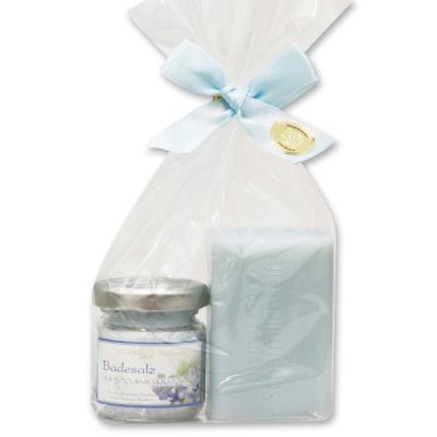 Bath set 2 pieces in a cellophane bag, Forget-me-not 