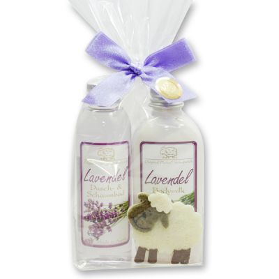 Gift set with felt sheep 2 pieces in a cellophane bag, Lavender 