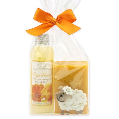 Set with felt sheep 2 pieces in a cellophane bag, Marigold 