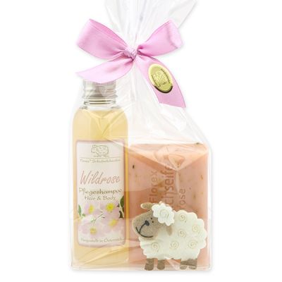 Set with felt sheep 2 pieces in a cellophane bag, Wild rose 