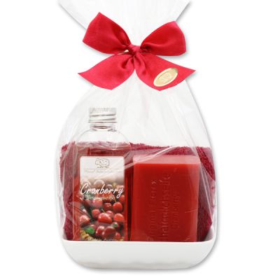 Care set 4 pieces in a cellophane bag, Cranberry 