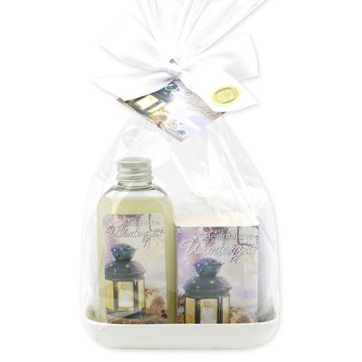 Care set 4 pieces in a cellophane "Besinnliche Weihnachtszeit", Christmas rose white 