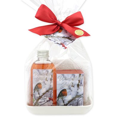 Care set 4 pieces in a cellophane "Winterliche Grüße", Pomegranate 