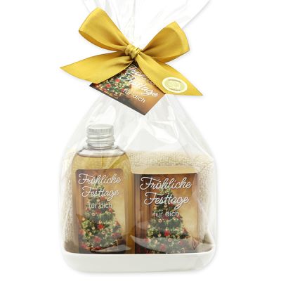 Care set 4 pieces in a cellophane "Fröhliche Festtage für dich", Swiss pine 