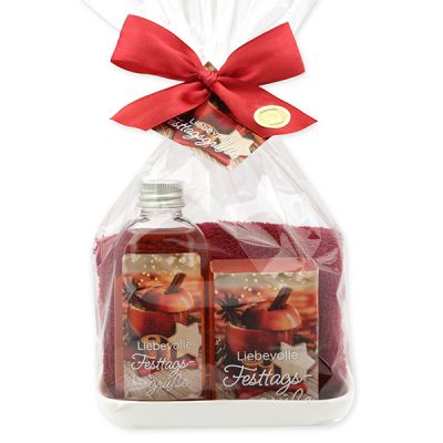 Care set 4 pieces in a cellophane "Liebevolle Festtagsgrüße", Pomegranate 