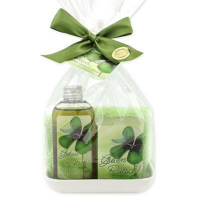 Care set 4 pieces in a cellophane "Guten Rutsch! Viel Glück und Gesundheit", Verbena 