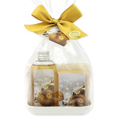 Care set 4 pieces in a cellophane "Besinnliche Zeit", Swiss pine 