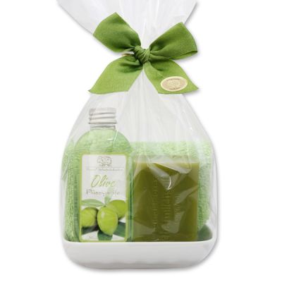 Care set 4 pieces in a cellophane bag, Olive 