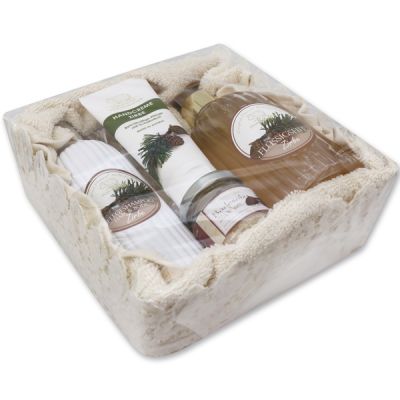 Set in a crochet basket 6 pieces, Swiss pine 