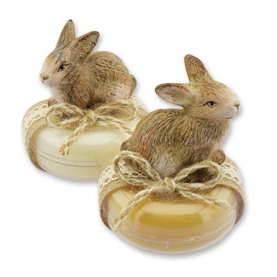 Sheep milk soap round 100g in a box decorated with a rabbit, Classic/swiss pine 