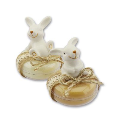 Sheep milk soap round 100g in a box decorated with a rabbit, Classic/swiss pine 