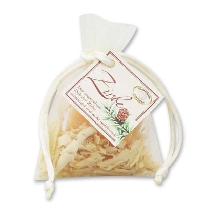 Sheep milk soap heart 2x8g decorated with swiss pine shavings in organza, Swiss pine 
