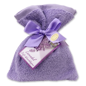 Waschlappen gefüllt mit Schafmilchseife Seifennadeln 200g, Lavendel 