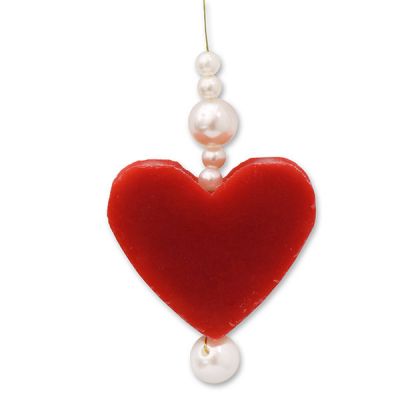 Sheep milk heart soap 23g hanging decorated wtih pearls, Pomegranate 