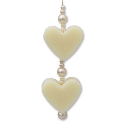 Sheep milk soap heart 2x23g hanging decorated with pearls, Classic 