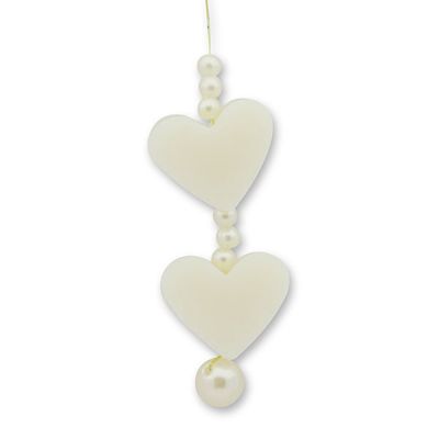 Schafmilchseife Herz mini 2x8g hängend dekoriert mit Perlen, Edelweiß 