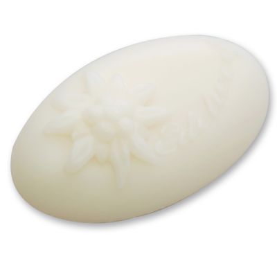Schafmilchseife oval mit Edelweiß 100g, Edelweiß weiß 