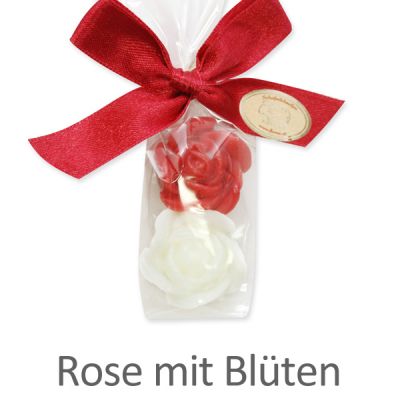 Schafmilchseife Rose Florex mini 2x7g in Cello, Classic/Rose mit Blüten 