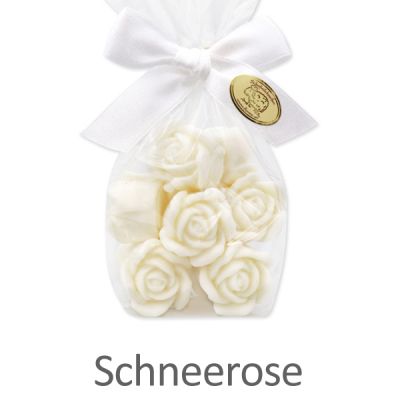 Sheep milk soap rose 'Florex' 10x7g in a cellophane bag, Christmas rose white 