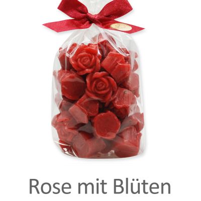 Schafmilchseife Rose Florex mini 30x7g in Cello, Rose mit Blüten 