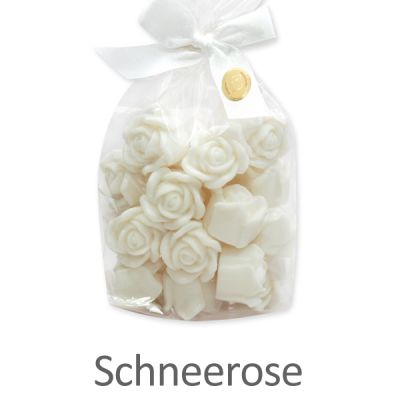 Sheep milk soap rose 'Florex' 30x7g in a cellophane bag, Christmas rose white 