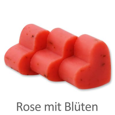 Schafmilchseife Herz mini 8g, Rose mit Blüten 