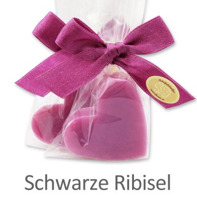 Schafmilchseife Herz mittel 23g in Cello, Schwarze Ribisel 