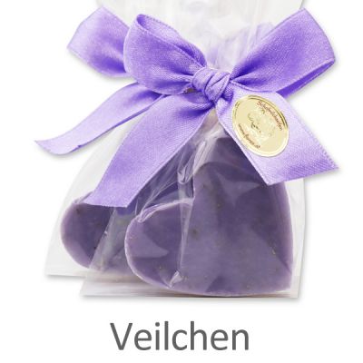 Sheep milk soap heart midi 23g in a cellophane, Viola with herbs 