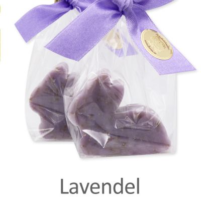 Schafmilchseife Hase mini flach 20g in Cello, Lavendel 