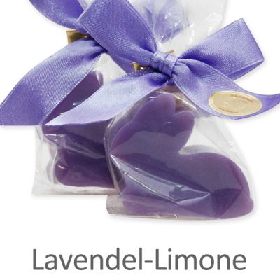 Schafmilchseife Hase mini flach 20g in Cello, Lavendel-Limone 