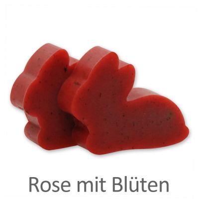 Schafmilchseife Hase mini flach 20g, Rose mit Blüten 