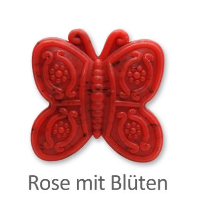 Schafmilchseife Schmetterling 60g, Rose mit Blüten 