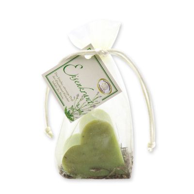 Sheep milk soap heart 65g decorated with verbena-herbs in organza, Verbena 