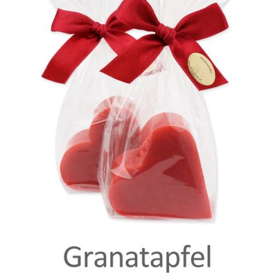 Sheep milk soap heart 65g in a cellophane, Pomegranate 