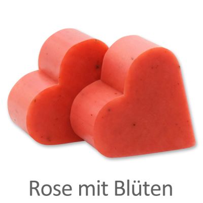 Sheep milk soap heart 65g, Rose with petals 