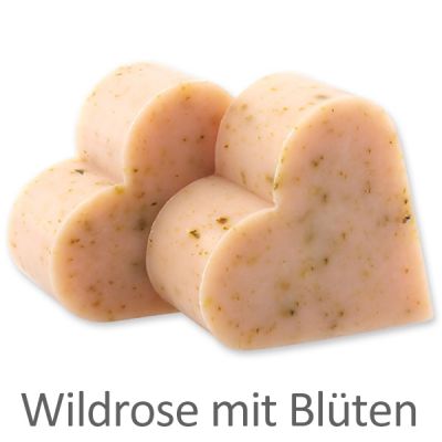 Sheep milk soap heart 65g, Wild rose with petals 