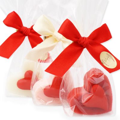 Sheep milk soap heart medium 23g decorated with a heart in a cellophane, sorted 