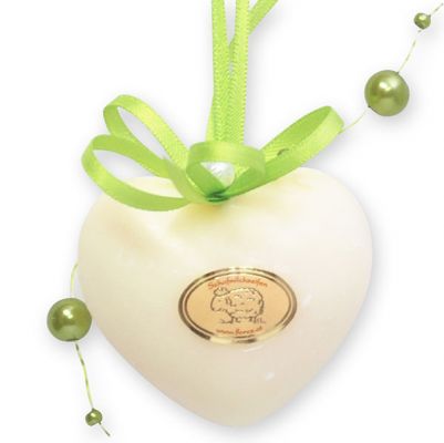 Sheep milk soap heart chubby small 30g hanging decorated with a pearl ribbon, Classic 