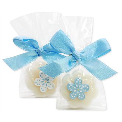 Sheep milk flower soap 20g decorated with a flower in a cellophane, Classic 