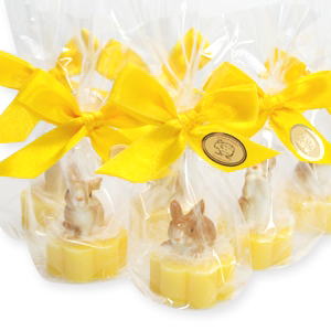 Sheep milk soap flower 20g, decorated with a rabbit in a cellophane, Pineapple 