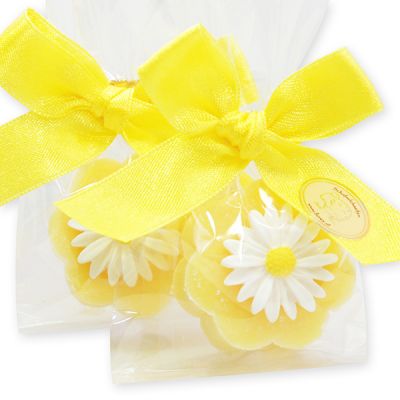 Sheep milk soap flower 20g decorated with a flower packed in a cellophane bag, Lemon 
