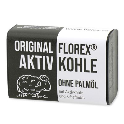 Aktivkohleseife eckig mit Schafmilch 100g mit Schleife 