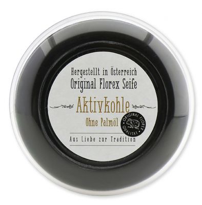 Activated carbon soap round with sheep milk in a box 100g with label 