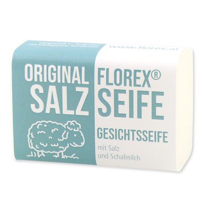 Salzseife eckig mit Schafmilch 100g mit Schleife 